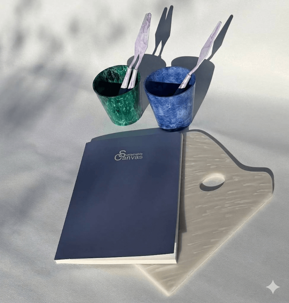 green-painting-pot-blue-painting-pot-sustainable-canvas-book-reusable-painting-palette